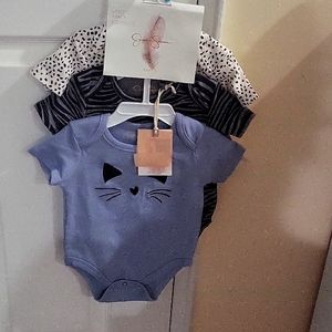 JESSICA SIMPSON 3 Pack Baby Bodysuits 3/6 Months NWT